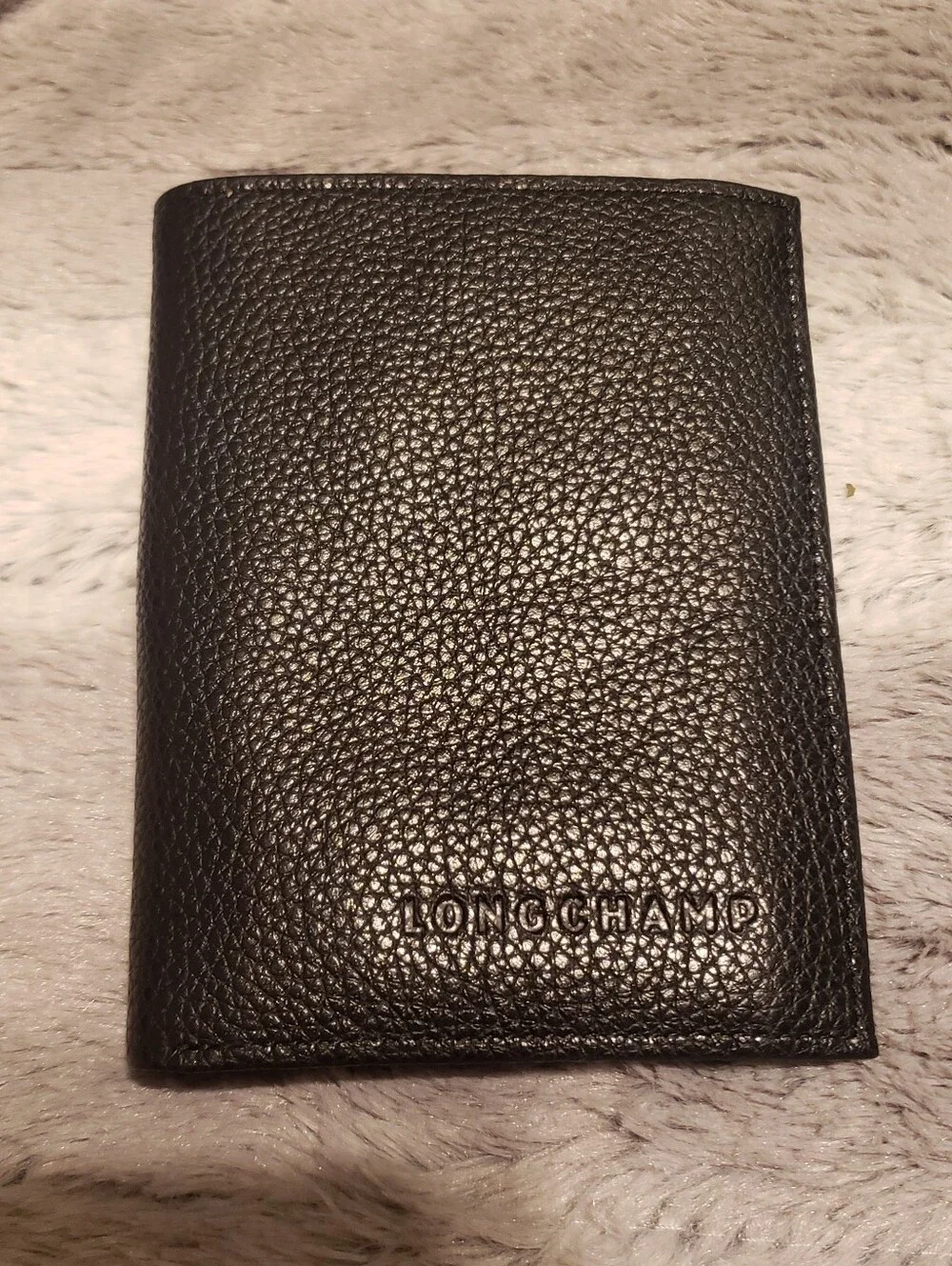 Longchamp Mens Leather Le Foulonné Trifold Wallet W Pockets New
